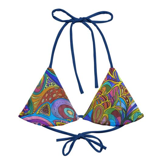 Top de bikini de cuerdas reciclado con estampado integral